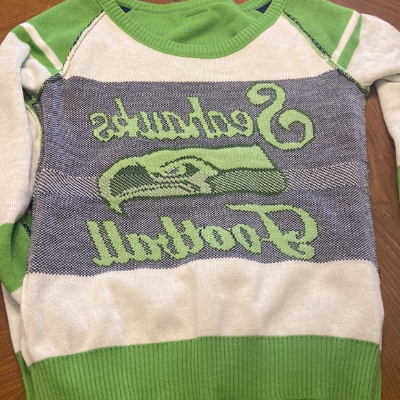 Seahawks lime green &sparkle glitter blue sweater size small - Picture 10 of 13